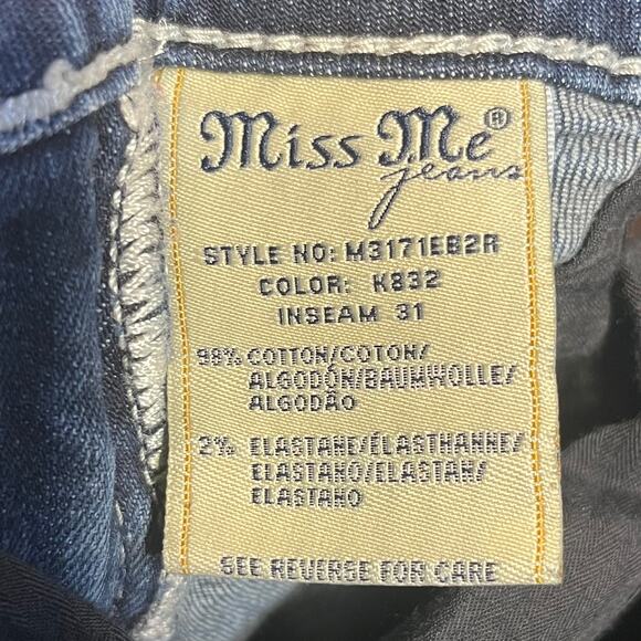 Miss Me Jeans Mid Rise Easy Boot 28x31 Med Wash Rhinestone Sequin Cowgirl Y2k - Picture 9 of 9